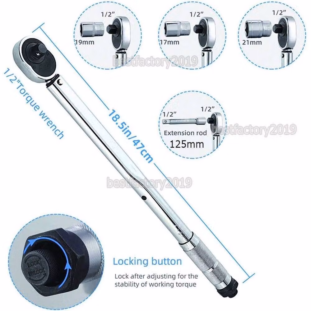 FLAVORA Torque Wrench with 17/19/21mm Wheel Nut Sockets in Silver – 2