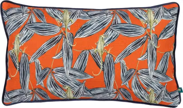 Ebon Wilds Nkiru Piped Cushion in Cinnamon Brown and Orange with Polyester and Feather Filling