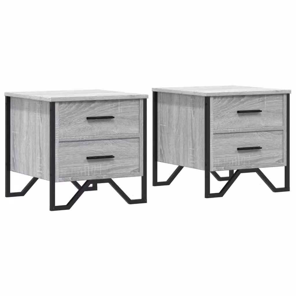 Berkfield Home Set of 2 Grey Sonoma Bedside Cabinets, W/D/H: 40 x 41 x 40 cm – 2