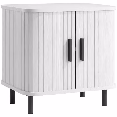 HOMCOM Scandinavian Style White Bedside Table with Metal Legs and Wood Effect Finish W/D/H: 40 x 30 x 48 cm – 1