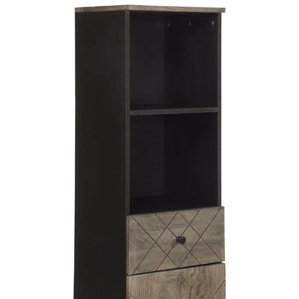 Berkfield Home Beautiful Black Solid Mango Wood Bathroom Cabinet W/D/H: 38 x 33 x 160 cm – 3