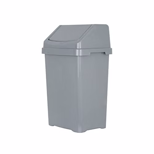 Wham 25L Plastic Swing Bin in Silver and Grey – 1