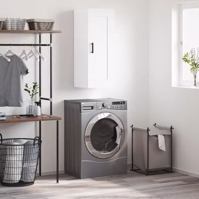 Berkfield Home Wall Mounted Cabinet in White, W/D/H: 34.5 x 34 x 90 cm – 1