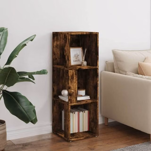 Berkfield Home Classic Corner Cabinet in Smoked Oak Brown, W/D/H: 33 x 33 x 100 cm – 1