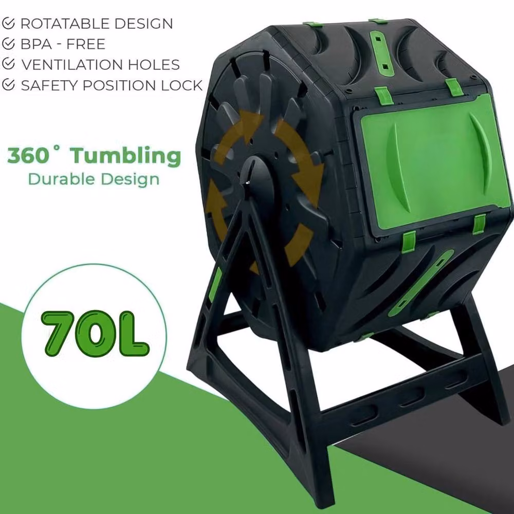 KORVIXA 70L Rotating Garden Compost Tumbler in Black – 3