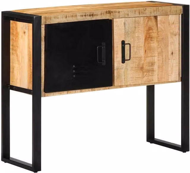 Berkfield Home Console Cabinet in Brown Solid Rough Mango Wood, W/D/H: 90 x 35 x 75 cm