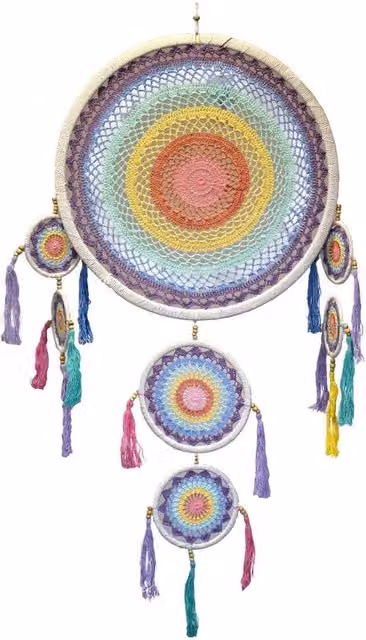 KDMD Large Pastel Rainbow Dreamcatcher Multicolour Bali Inspired Mandala Wall Decor, Diameter: 55 cm – 1
