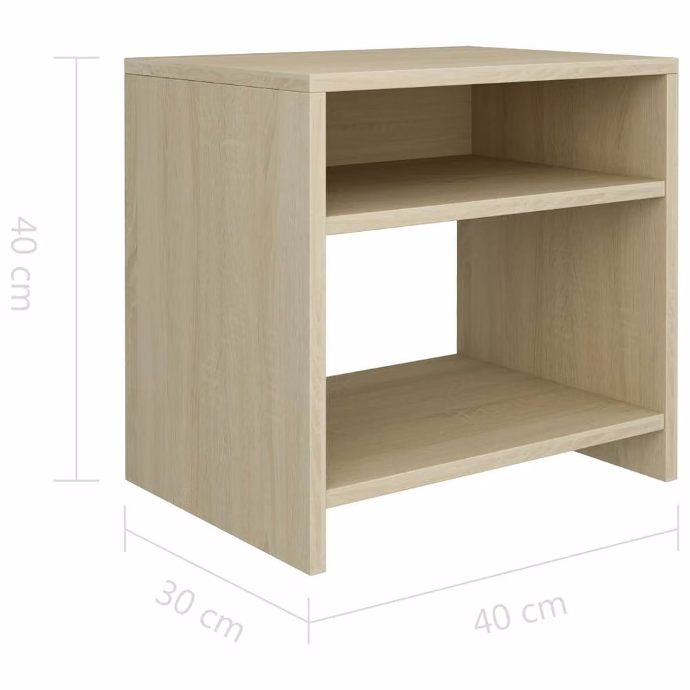 Berkfield Home Elegant Bedside Cabinets, 2 Piece Set in Sonoma Oak and Light Tan, W/D/H: 40 x 30 x 40 cm – 3