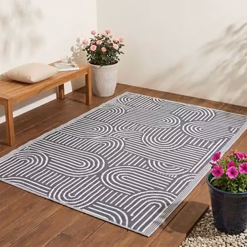 Jack Stonehouse Classic Pattern Outdoor Floor Rug, Grey, W/D/H: 120 x 120 x 1 cm – 1