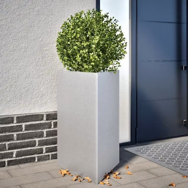 Berkfield Home Garden Triangular Planters, 2 Piece Galvanised Steel Tub Set in Silver, W: 50 cm, D: 43 cm, H: 75 cm – 1
