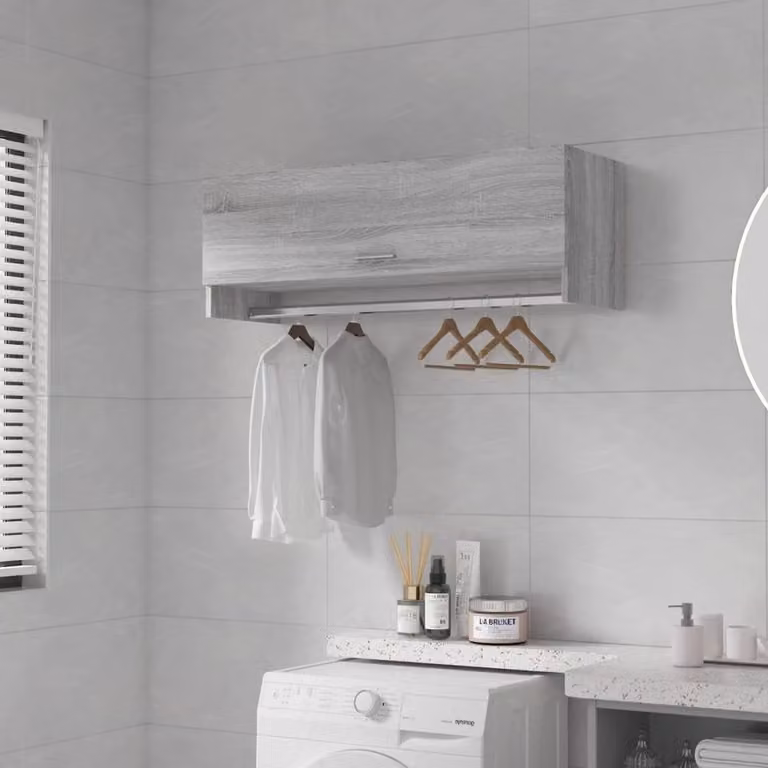 Berkfield Home Grey Sonoma Modern Wall Mounted Wardrobe W/D/H: 100 x 32.5 x 35 cm