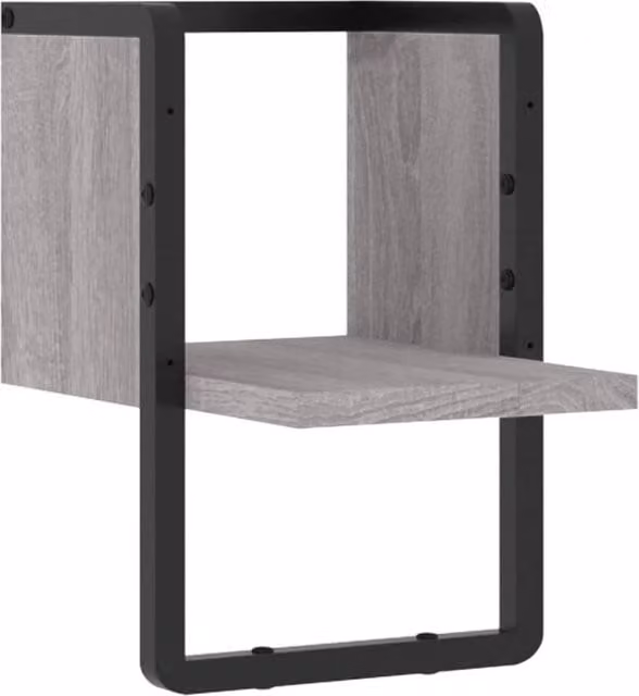 Berkfield Home Wall Mounted Shelf with Hanging Rod in Grey Sonoma, W/D/H: 20 x 25 x 30 cm