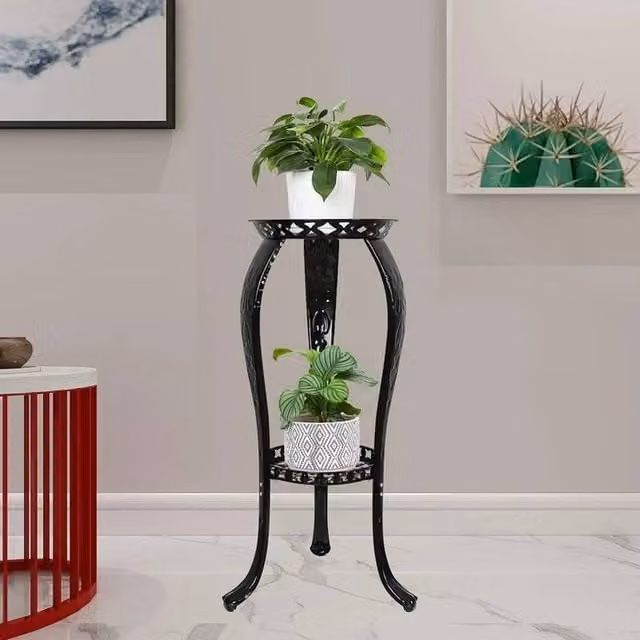EONLION Black Metal Flower Plant Pot Display Stand Shelf, Height: 100 cm – 1
