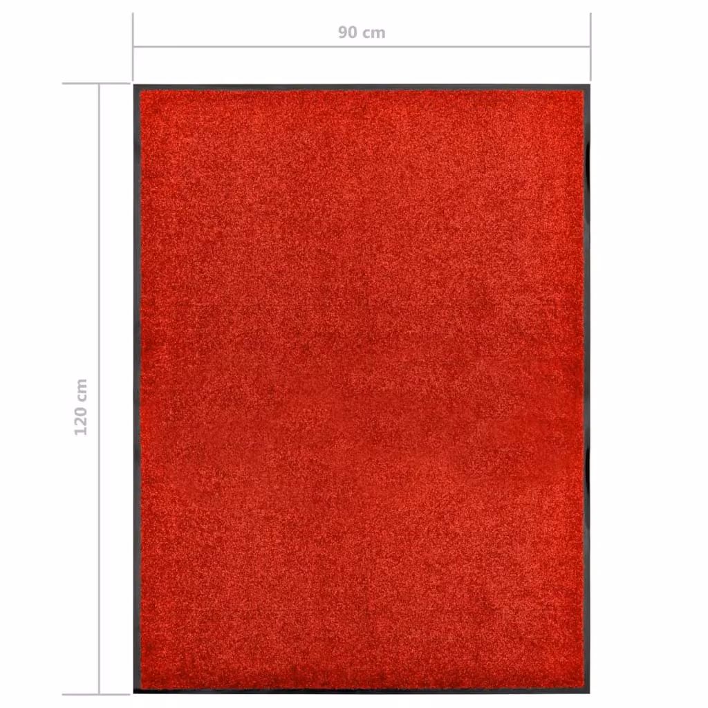 Berkfield Home Washable Non-Slip Red PVC Doormat W: 90 cm, D: 120 cm – 3