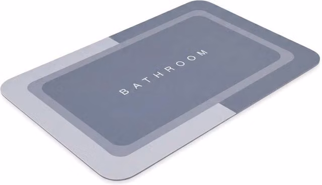 FLAVORA Grey Soft Absorbent Anti Slip Bathroom Floor Mat