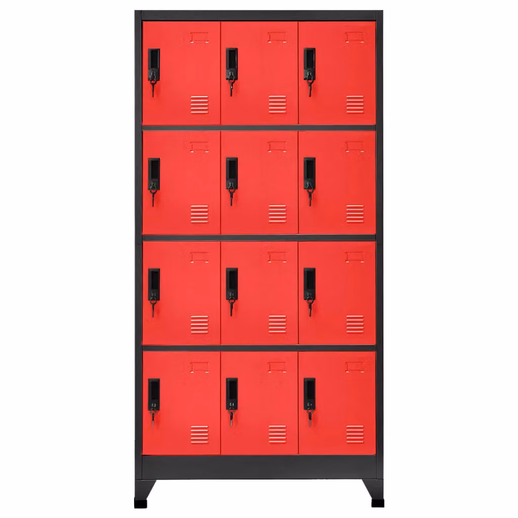 Berkfield Home Steel Locker Cabinet in Anthracite, Red and Black, W/D/H: 90 x 45 x 180 cm – 2