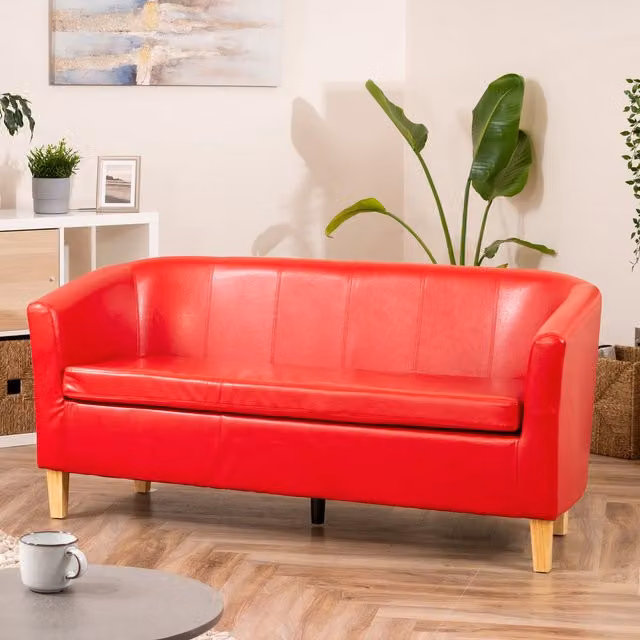 Artemis Home Meriden 3 Seat Tub Sofa in Red Synthetic Leather