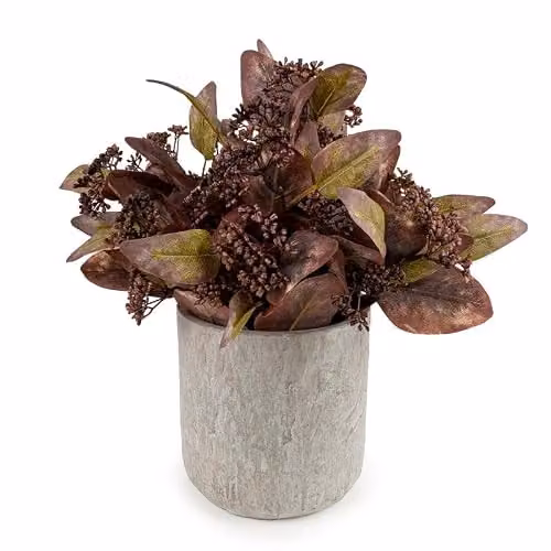 Madison & Mayfair 30cm Artificial Eucalyptus Plant in a Brown Stone Pot