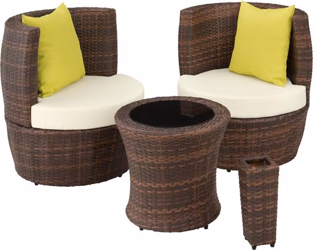 tectake Nizza W Modern Rattan Garden Set with Aluminium Frame in Black and Brown