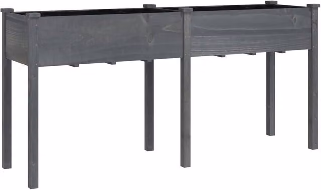 Berkfield Home Grey Solid Wood Fir Planter with Liner W: 161 cm, D: 45 cm, H: 76 cm – 1