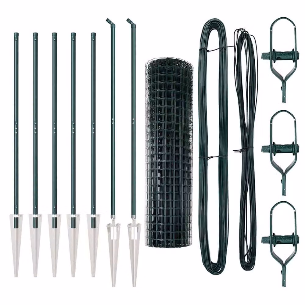 Berkfield Home Green Euro Fence with 7 Spike Posts, Galvanised Steel, W: 10 m, H: 1.4 m – 3