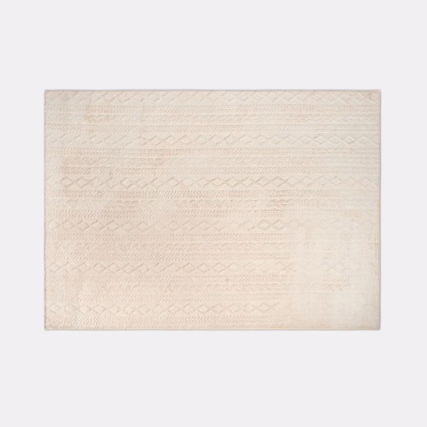 OHS Non-Slip Cable Knit Jacquard Rug in Beige, W/D/H: 160 x 230 cm – 2