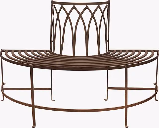 Perch & Parrow Thyme Brown Powder Coated Steel Corner Garden Outdoor Bench