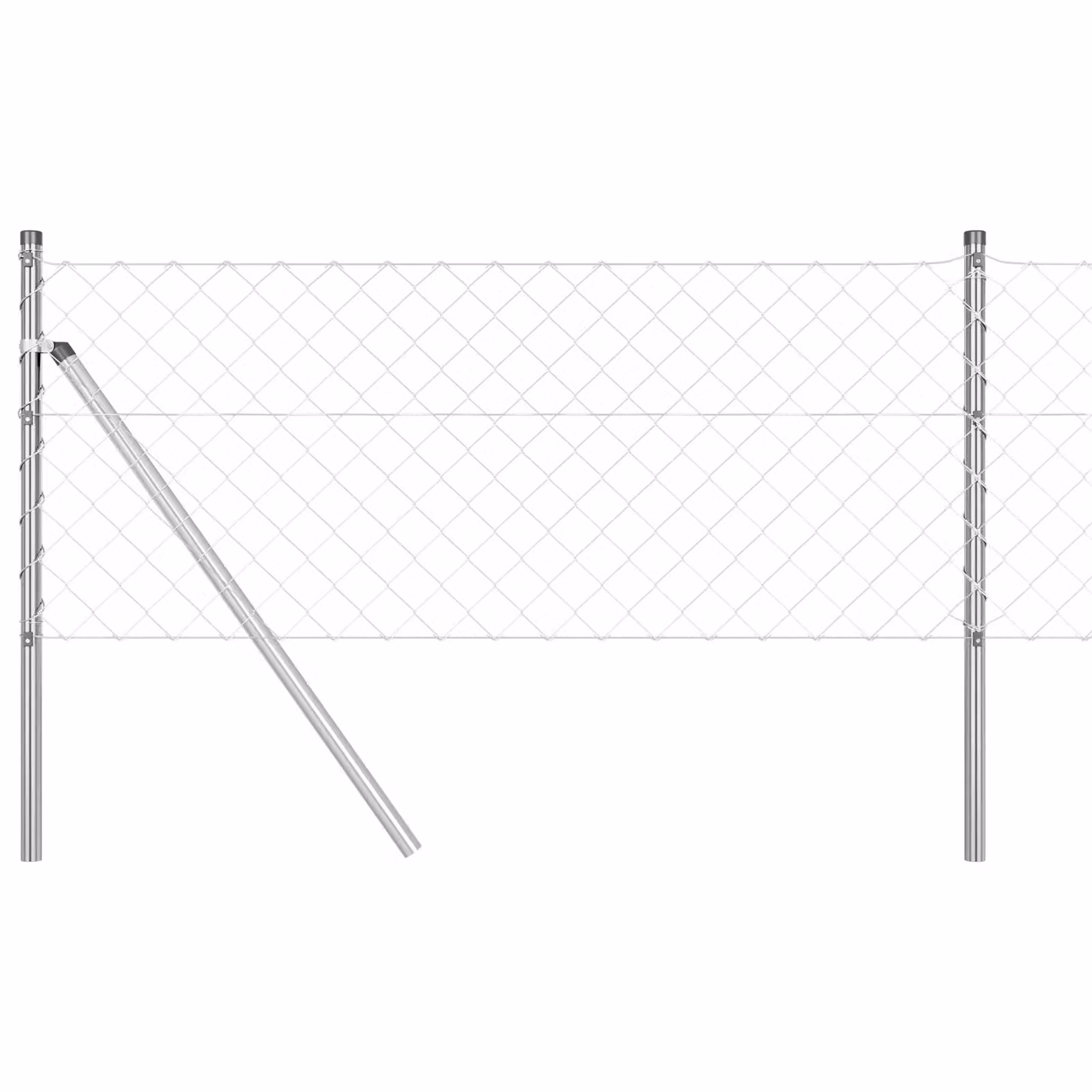 Berkfield Home Galvanised Steel Chain Link Fence in Silver with 7 Posts, W: 10 m, H: 0.6 m – 2