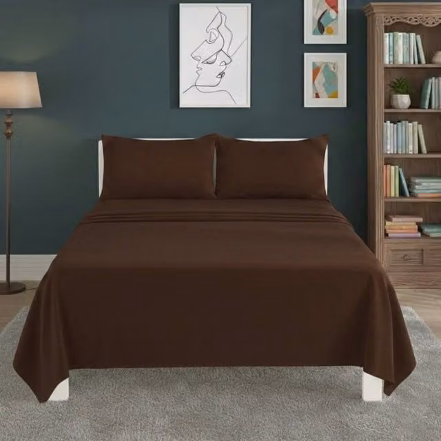 Snug City Easy Care Polycotton Flat Bed Sheet in Brown, Super King, 200 x 200 cm – 1