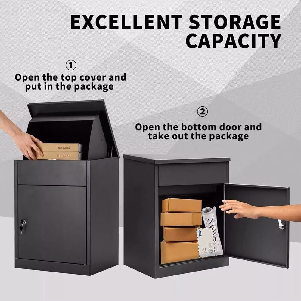 FLAVORA Lockable Wall Mounted Steel Parcel Delivery Drop Box in Black – 4