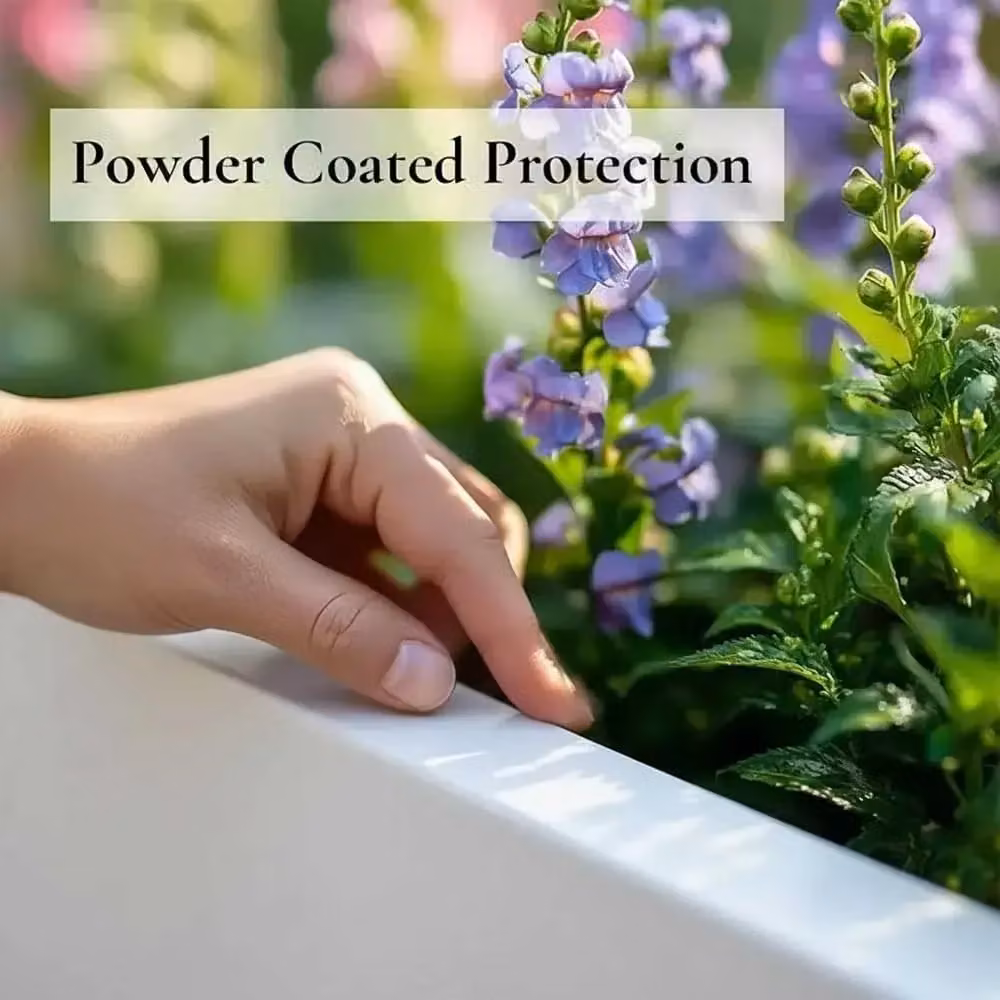Access Garden Products Matte White Galvanised Steel Trough Planter, W/D/H: 100 x 40 x 40 cm – 9