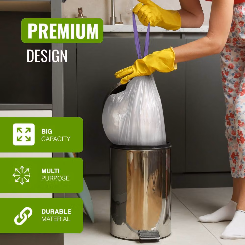 ECOBAG White Lavender Scented Kitchen Drawstring Bin Liners, 20L, 40 Pack – 3