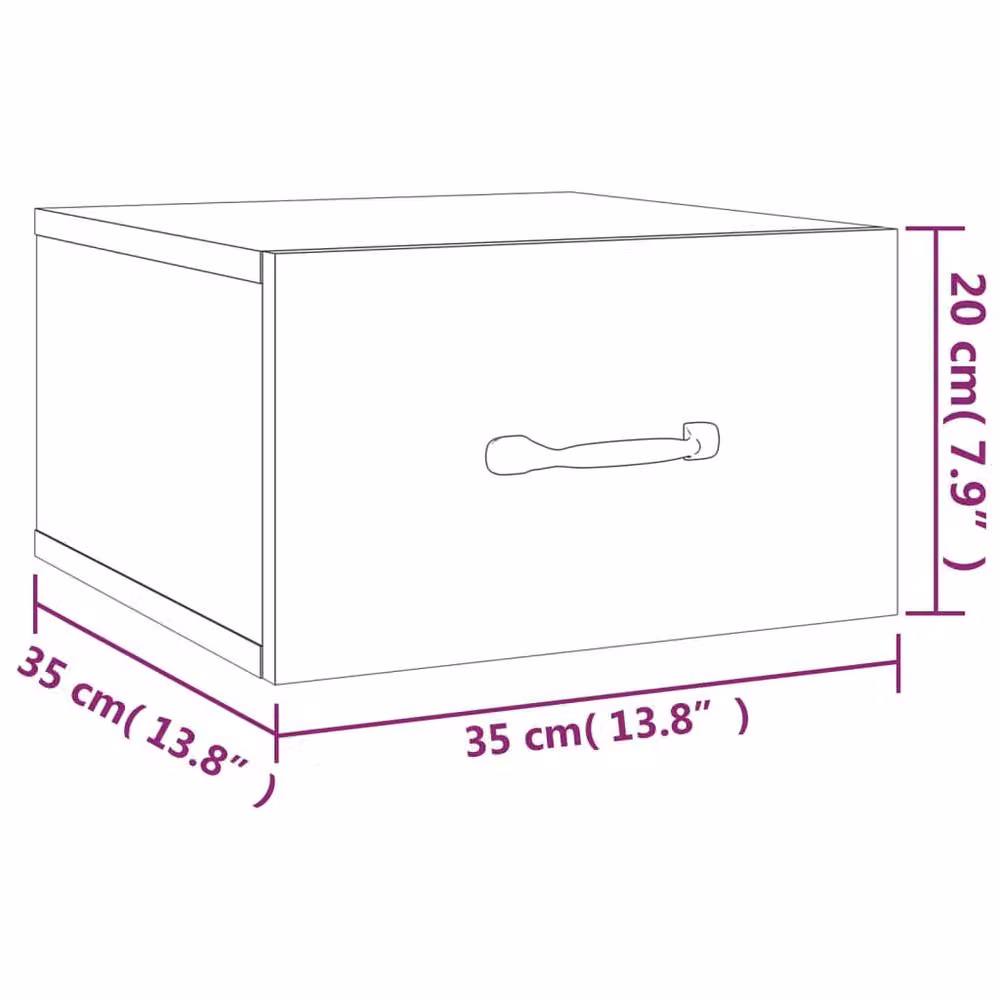 Berkfield Home Set of 2 Wall-mounted Bedside Cabinets in Smoked Oak Brown, W/D/H: 35 x 35 x 20 cm – 5