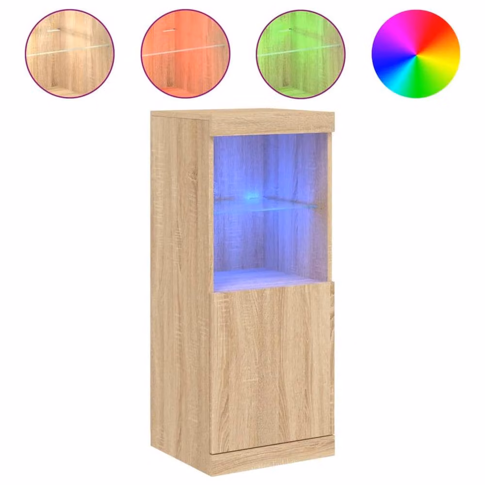 Berkfield Home Sonoma Oak Sideboard with Integrated LED Lights in Tan, W/D/H: 41 x 37 x 100 cm – 2