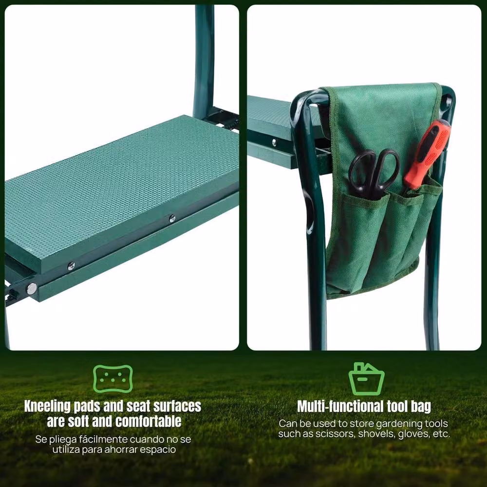 KORVIXA Multi-Use Foldable EVA Foam Padded Garden Kneeler in Green, W/D/H: 100 x 100 x 27 cm – 3