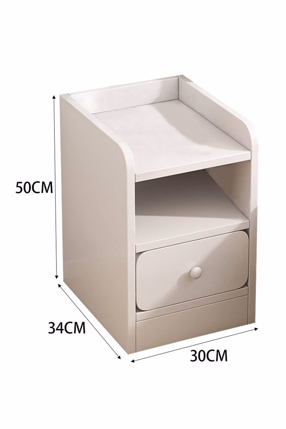 Living and Home Wooden Nightstand Bedside Table with Drawer in White – 2