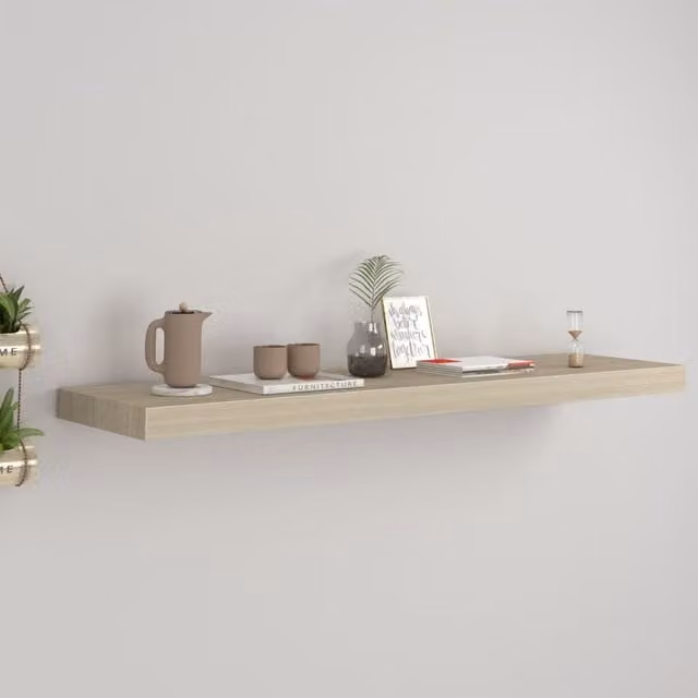 Berkfield Home Oak Floating Wall Shelf, Brown, W: 90 cm, D: 23.5 cm, H: 3.8 cm