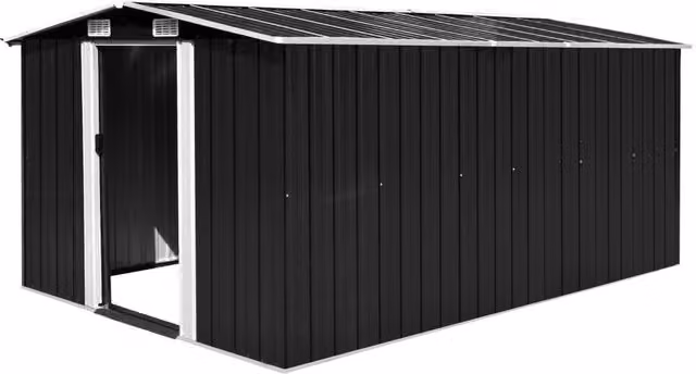Berkfield Home Metal Garden Shed in Anthracite Black with Sliding Doors and Side Vent, W/D/H: 392 x 257 x 181 cm