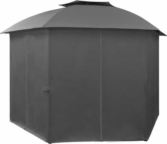 Berkfield Home Classic Garden Marquee Pavilion Tent with Curtains, Hexagonal, Anthracite Grey, W/D/H: 312 x 312 x 265 cm – 1