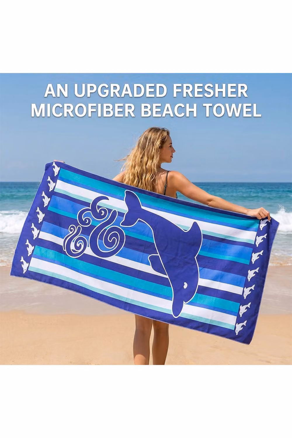 Living and Home Lightweight Large Microfibre Beach Towel in Blue – 2