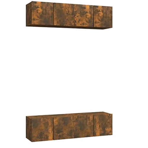 vidaXL Set of 4 Wall Mounted TV Cabinets in Smoked Oak Brown, W/D/H: 60 x 30 x 30 cm