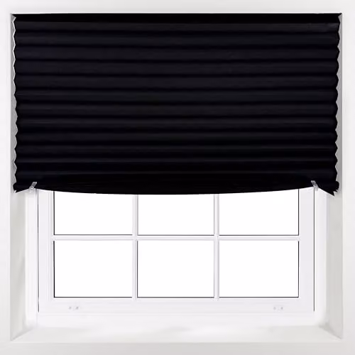 FURNISHED Stick On Blackout Pleated Blinds in Black, Width: 85 cm, Height: 210 cm – 7