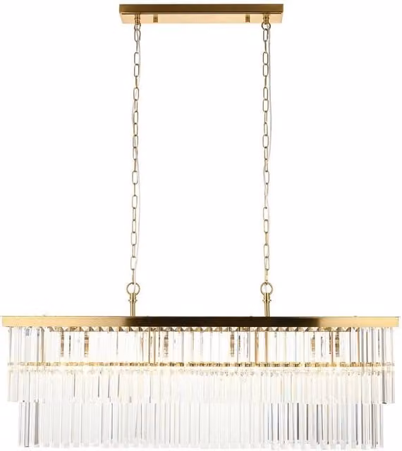 Netlighting Conaston Bar Pendant Light with Transparent Cut Glass in Gold/Brass, 4x E14 – 1