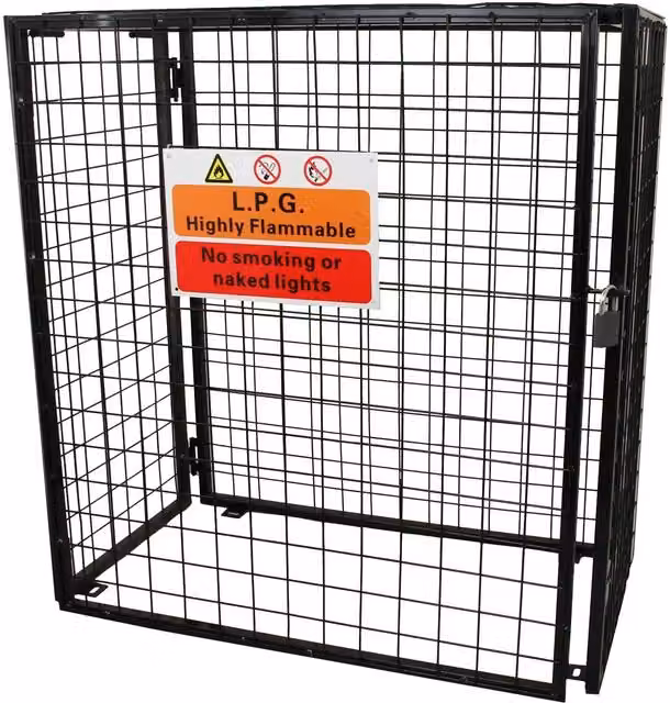 Monstershop Gas Bottle Mesh Cage in Black, Galvanised Steel, W/D/H: 92 x 60 x 23 cm