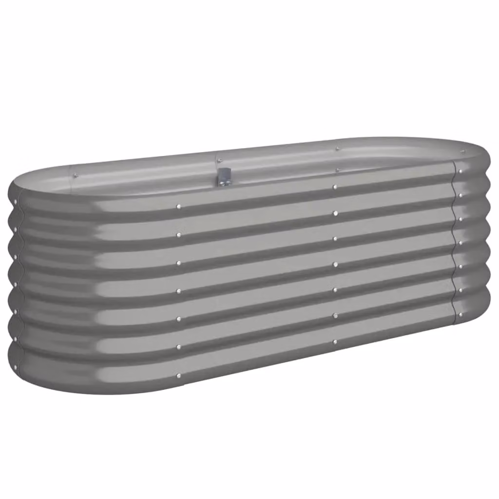 Berkfield Home Garden Powder-coated Steel Raised Bed in Grey, W/D/H: 114 x 40 x 36 cm – 2
