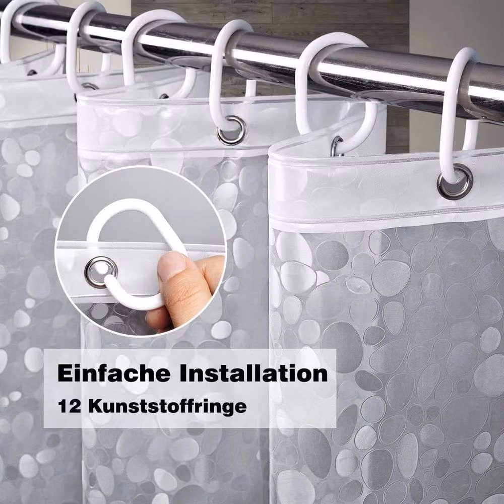 NESTLUNE Waterproof and Mould-Resistant Clear Shower Curtain – 3