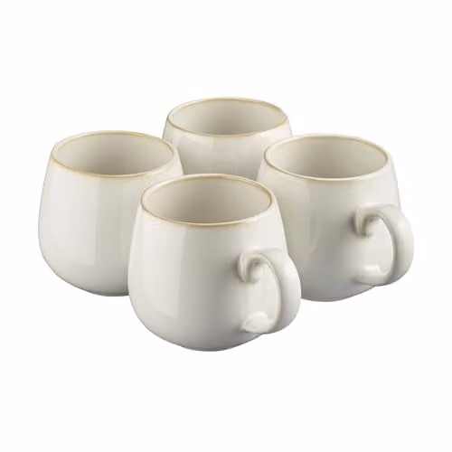 Cooks Professional Set of 4 Nordic Stoneware Mugs, White, 350ml per Mug