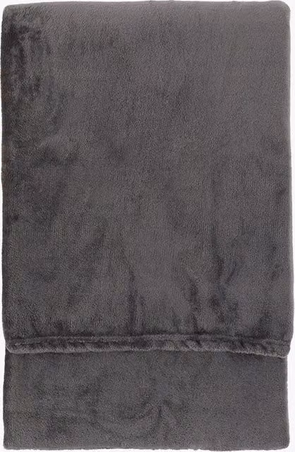 Perch & Parrow Grey Plain Flannel Fleece Throw