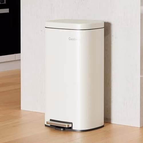MCC Direct 50L White Stainless Steel Pedal Bin with Soft Close Lid and Removable Inner Bucket – 2
