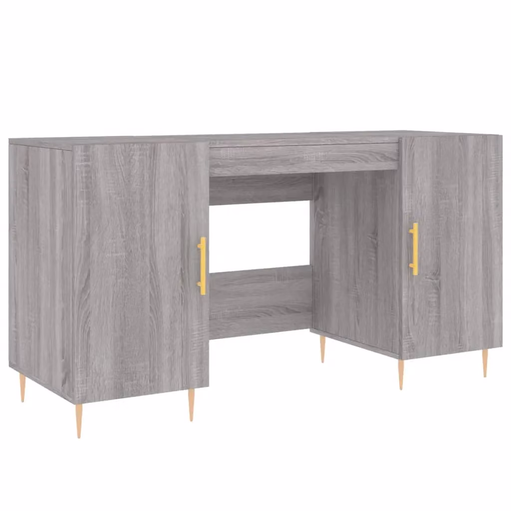 Berkfield Home Writing Desk in Grey and Gold, W/D/H: 140 x 50 x 75 cm – 2